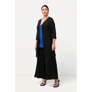 Ulla Popken Giacca lunga aperta in jersey a costine scollo a V  