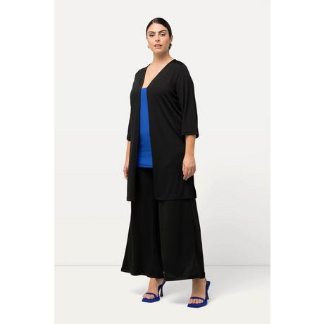 Ulla Popken Giacca lunga aperta in jersey a costine scollo a V  