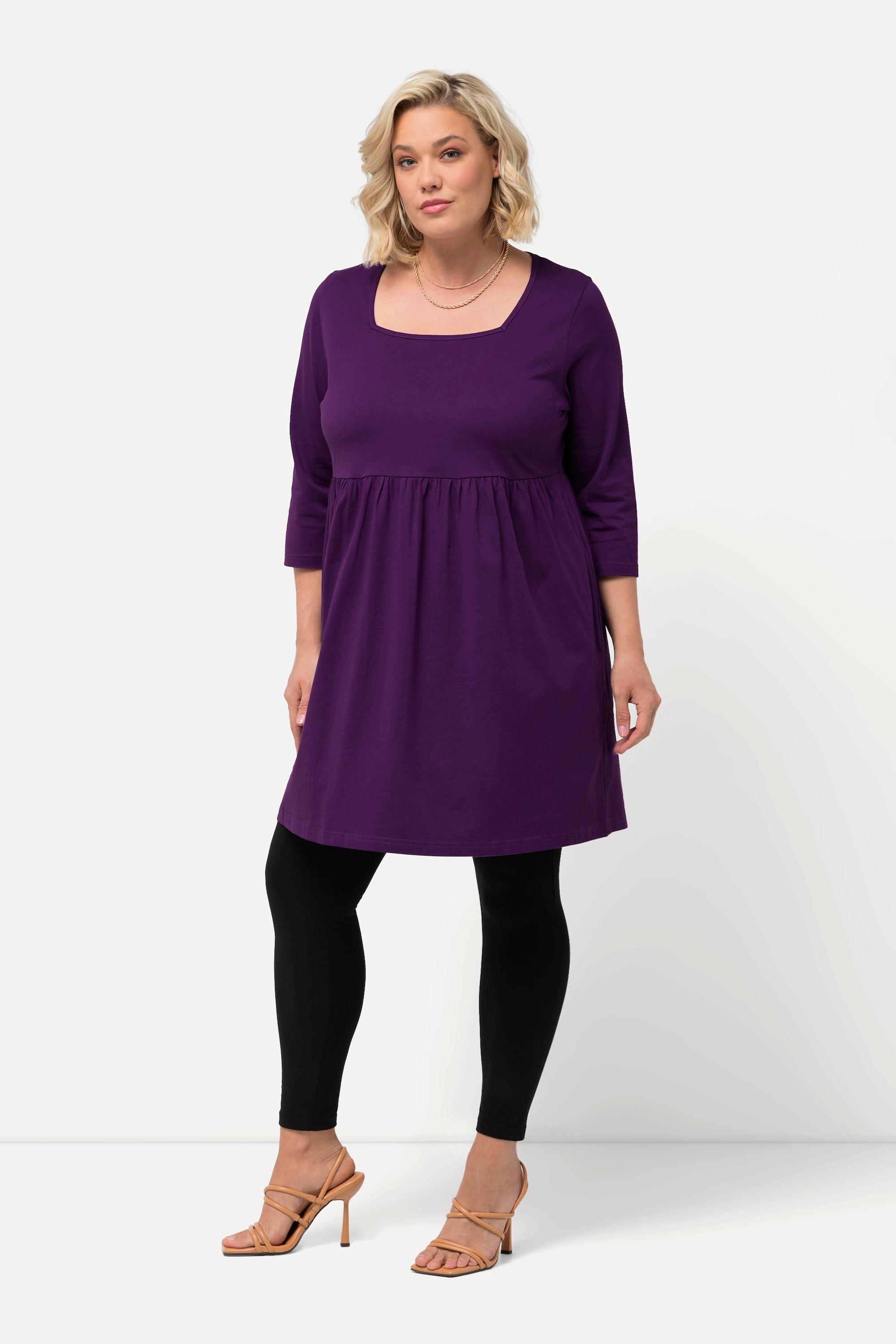 Ulla Popken  Longshirt, A-Linie, Carree-Ausschnitt, 3/4-Arm 