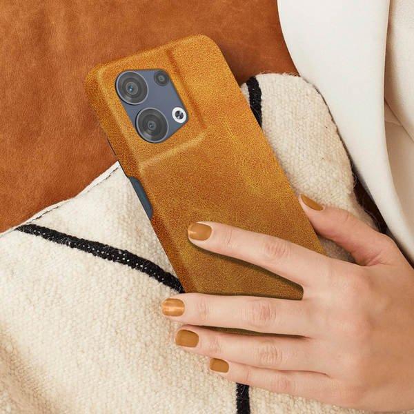 Avizar  Coque Oppo Reno 8 5G Simili Cuir Camel 