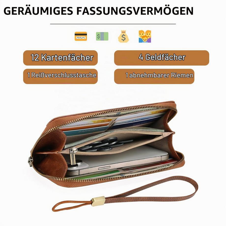 Only-bags.store  Grand Portefeuille En Cuir Vintage Portefeuille de Protection RFID avec 12 Emplacements pour Cartes 