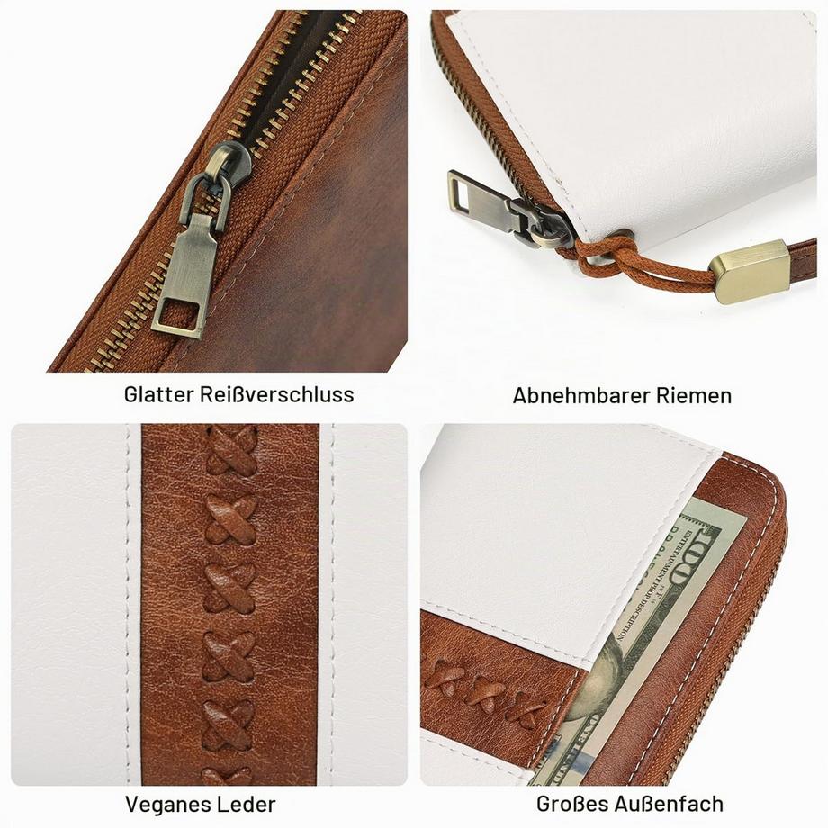 Only-bags.store  Grand Portefeuille En Cuir Vintage Portefeuille de Protection RFID avec 12 Emplacements pour Cartes 