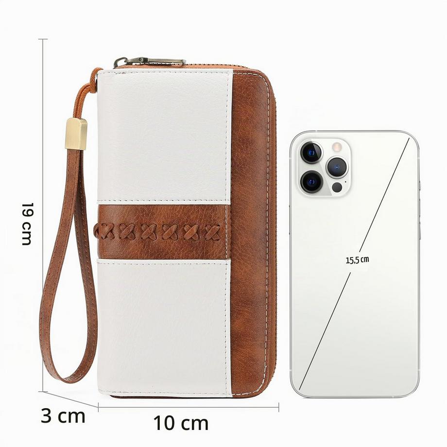Only-bags.store  Grand Portefeuille En Cuir Vintage Portefeuille de Protection RFID avec 12 Emplacements pour Cartes 