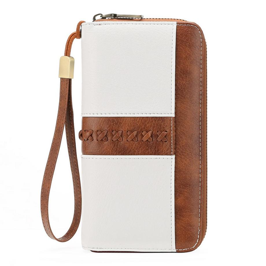 Grand Portefeuille En Cuir Vintage Portefeuille de Protection RFID avec 12 Emplacements pour Cartes