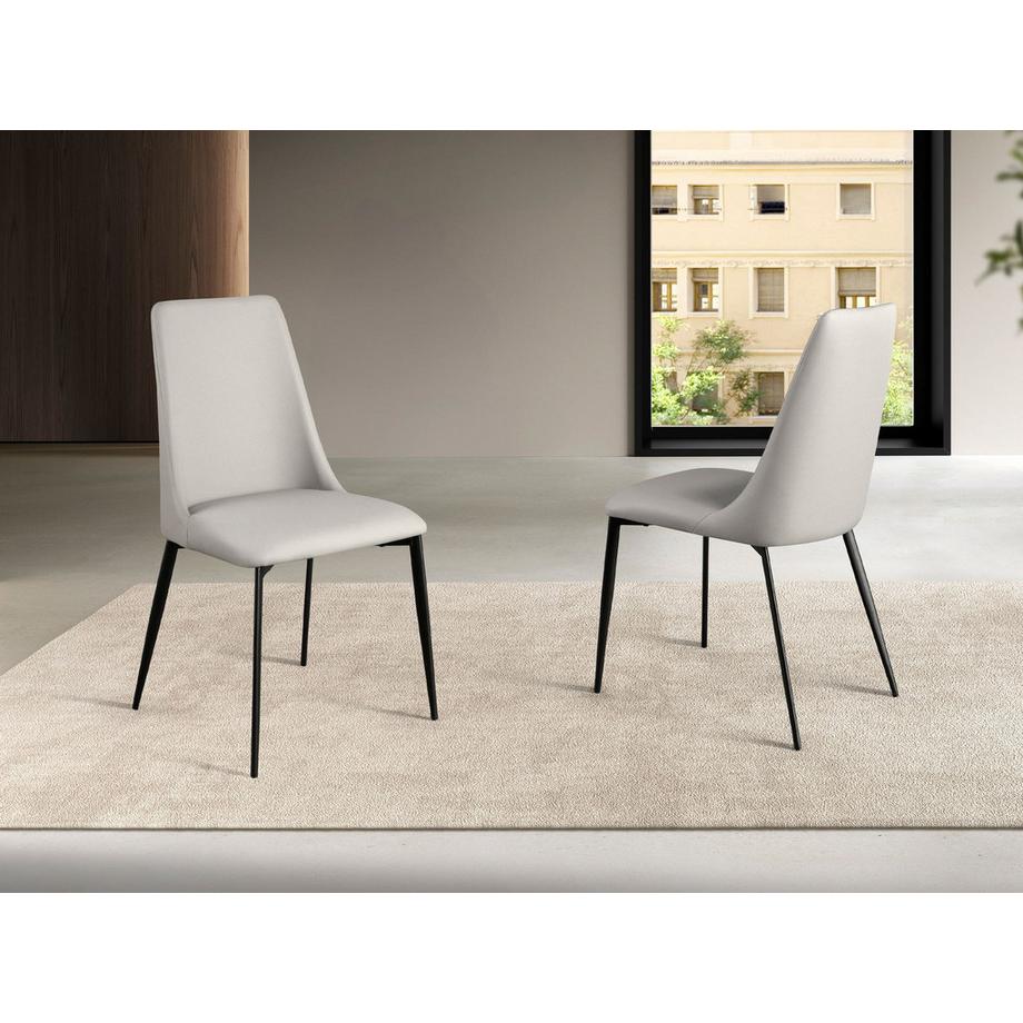 ANGEL CERDA Chaise en similicuir gris clair  