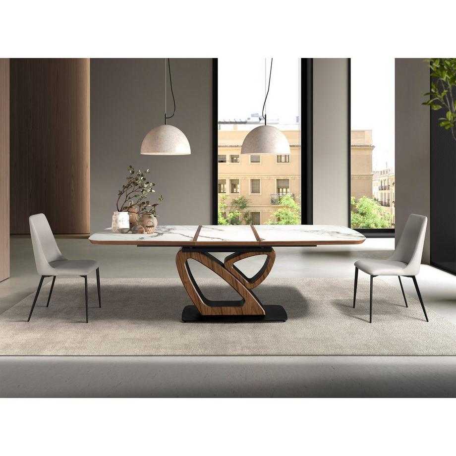 ANGEL CERDA Chaise en similicuir gris clair  