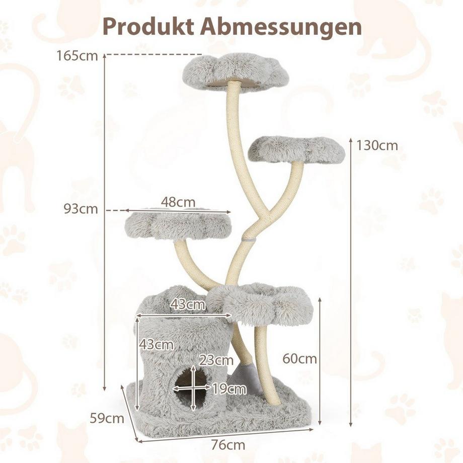 Northix  Arbre à chat avec poteaux en sisal 