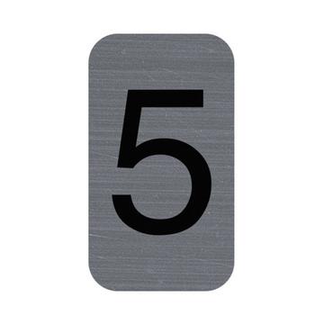Hinweisschild selbstklebend, Aluminiumoptik, Ziffer 5 - 2,5x4 ,4 cm