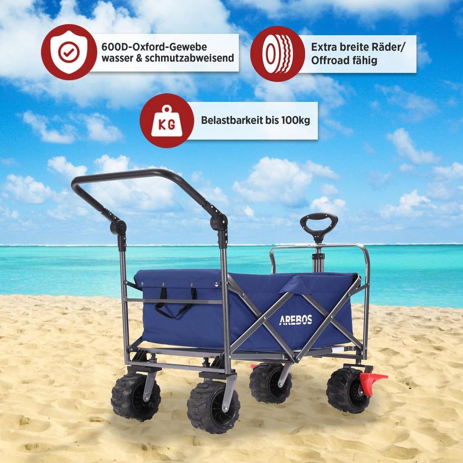 Arebos  Bollerwagen | Handwagen | Transportkarre | Klappbar | mit Teleskopstange 