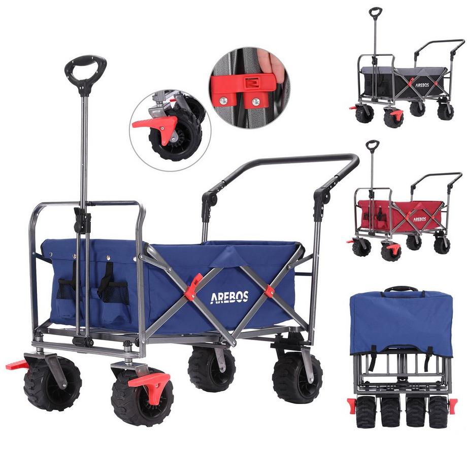 Arebos  Bollerwagen | Handwagen | Transportkarre | Klappbar | mit Teleskopstange 