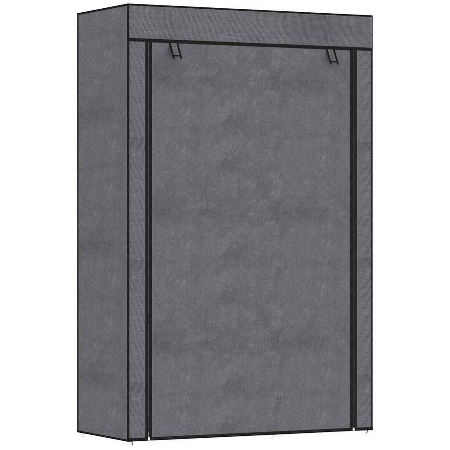 Armoire armoire en tissu avec tringle à vêtements, 6 compartiments, armoire pliable aspect polaire, armoire pliante pour chambre à coucher, couloir, gris foncé, 103 x 43 x 162,5 cm Aosom
