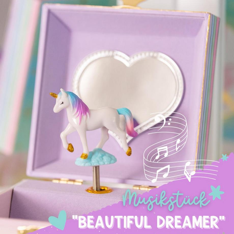 Only-bags.store  Spieluhr für Kinder mit tanzendem Einhorn und Spiegel 