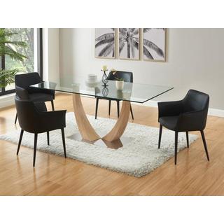 Vente-unique Lot de 6 chaises avec accoudoirs en simili et métal - Noir - MIALOV  