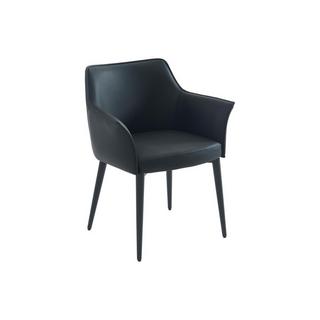 Vente-unique Lot de 6 chaises avec accoudoirs en simili et métal - Noir - MIALOV  