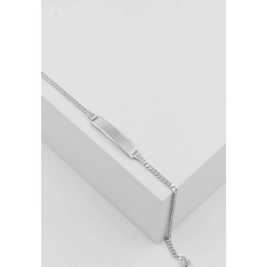 MUAU Schmuck  Bébé Bracelet Panzer Weissgold 375, 18cm Gravurplatte 2.1cm 