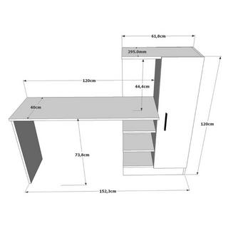 Vente-unique Bureau avec armoire de rangements - Coloris : Naturel et blanc - MILARIA  