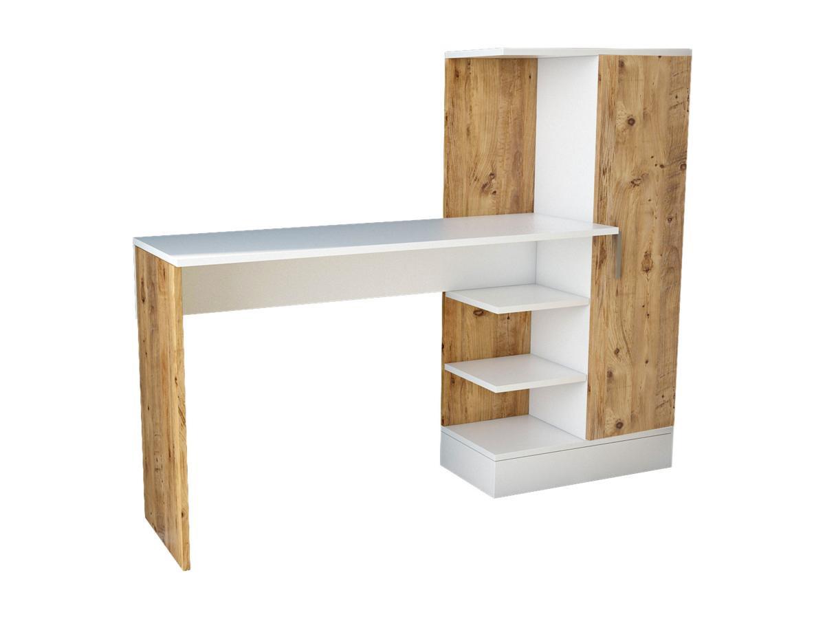 Vente-unique Bureau avec armoire de rangements - Coloris : Naturel et blanc - MILARIA  