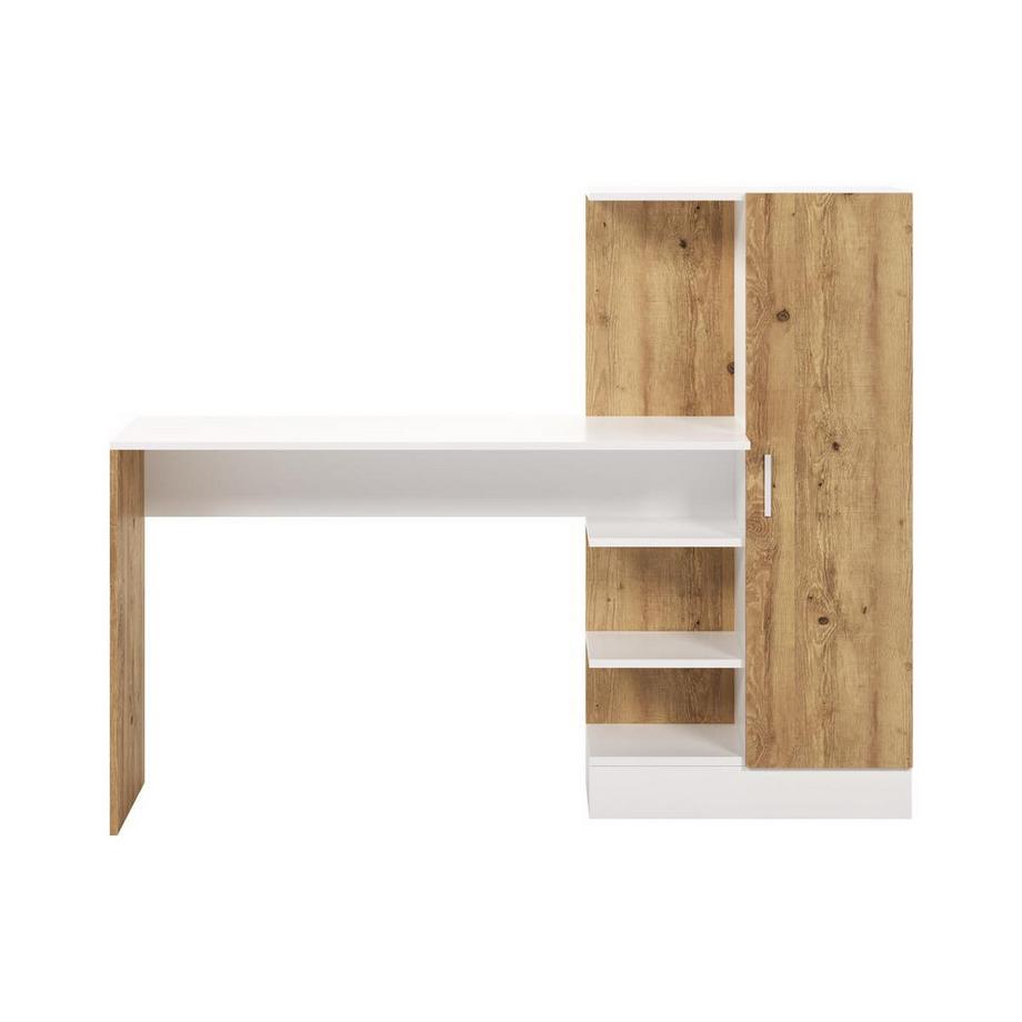 Vente-unique Schreibtisch mit Schrankelement - Holzfarben & Weiß - MILARIA  
