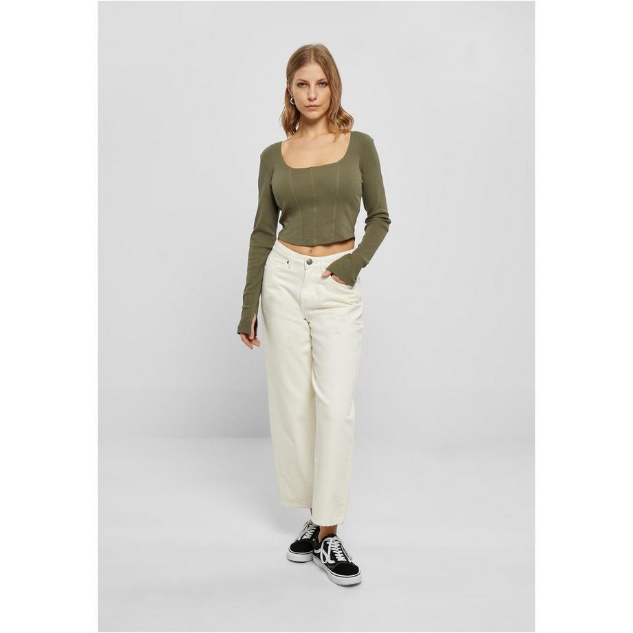 URBAN CLASSICS Langarm Corsage Crop T-Shirt  