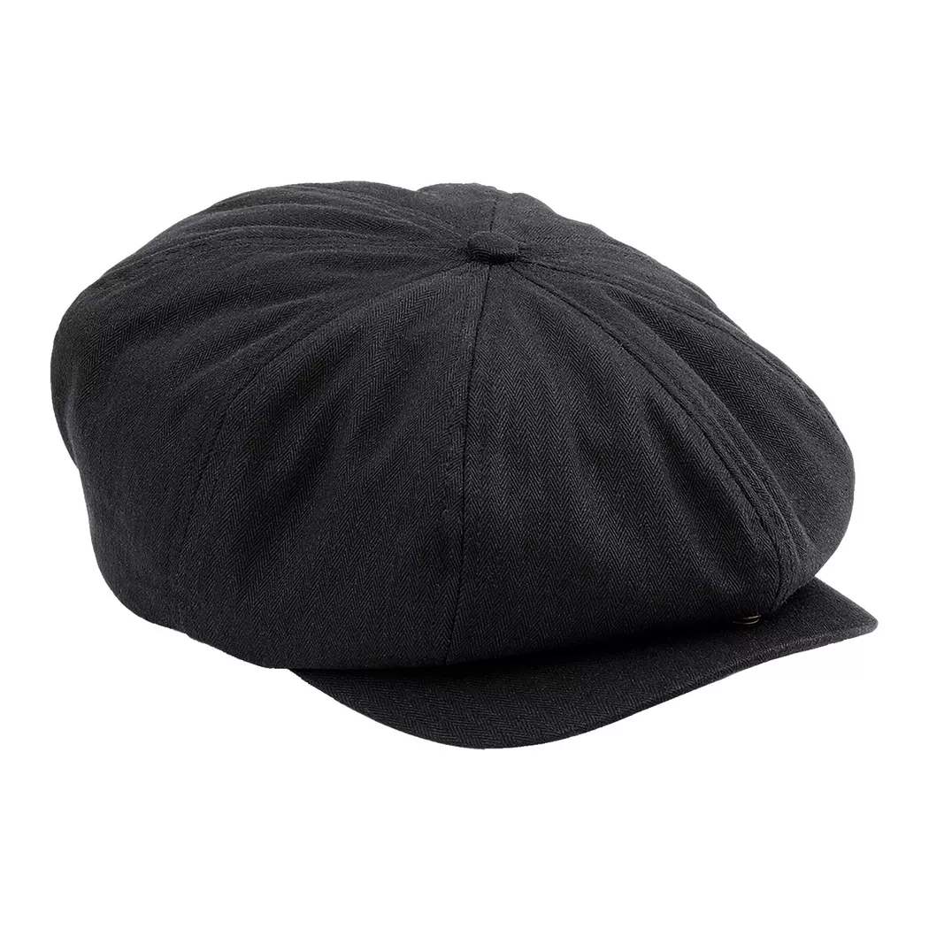 Beechfield - Klassische mit Fischgrätmuster Ballonmütze, für Herren, Schwarz, Größe L/XL