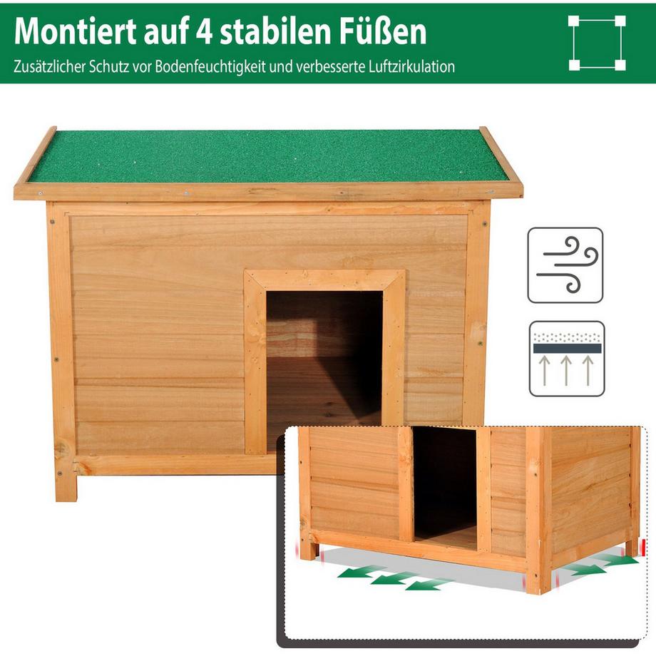Northio  Dog Kennel Grotte Pour Chien Confortable En Bois De Sapin Avec Toit, Idéale Pour Les Chiens Et Les Chats, 82X58X58 Cm 