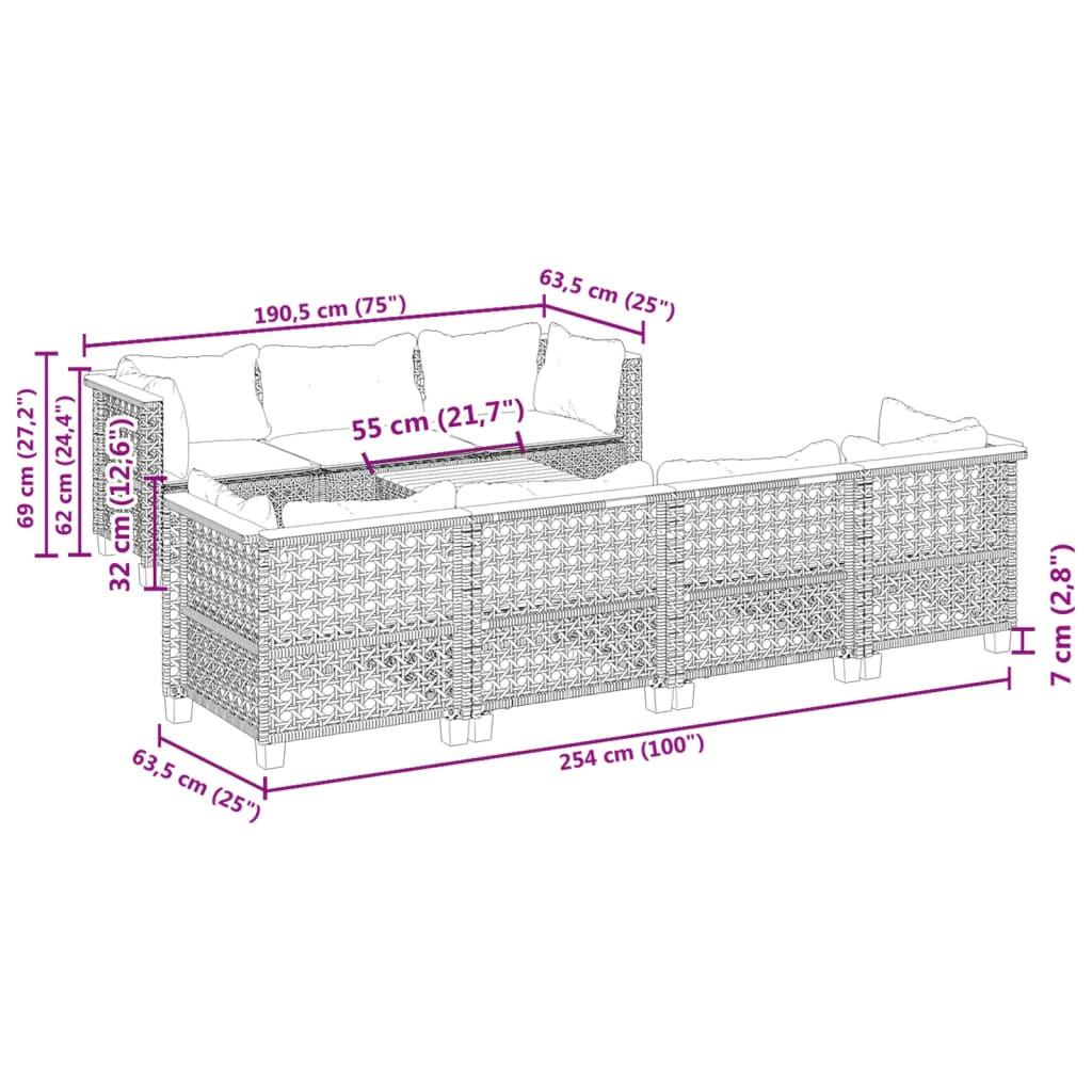 VidaXL Ensemble de canapés de jardin rotin synthétique  