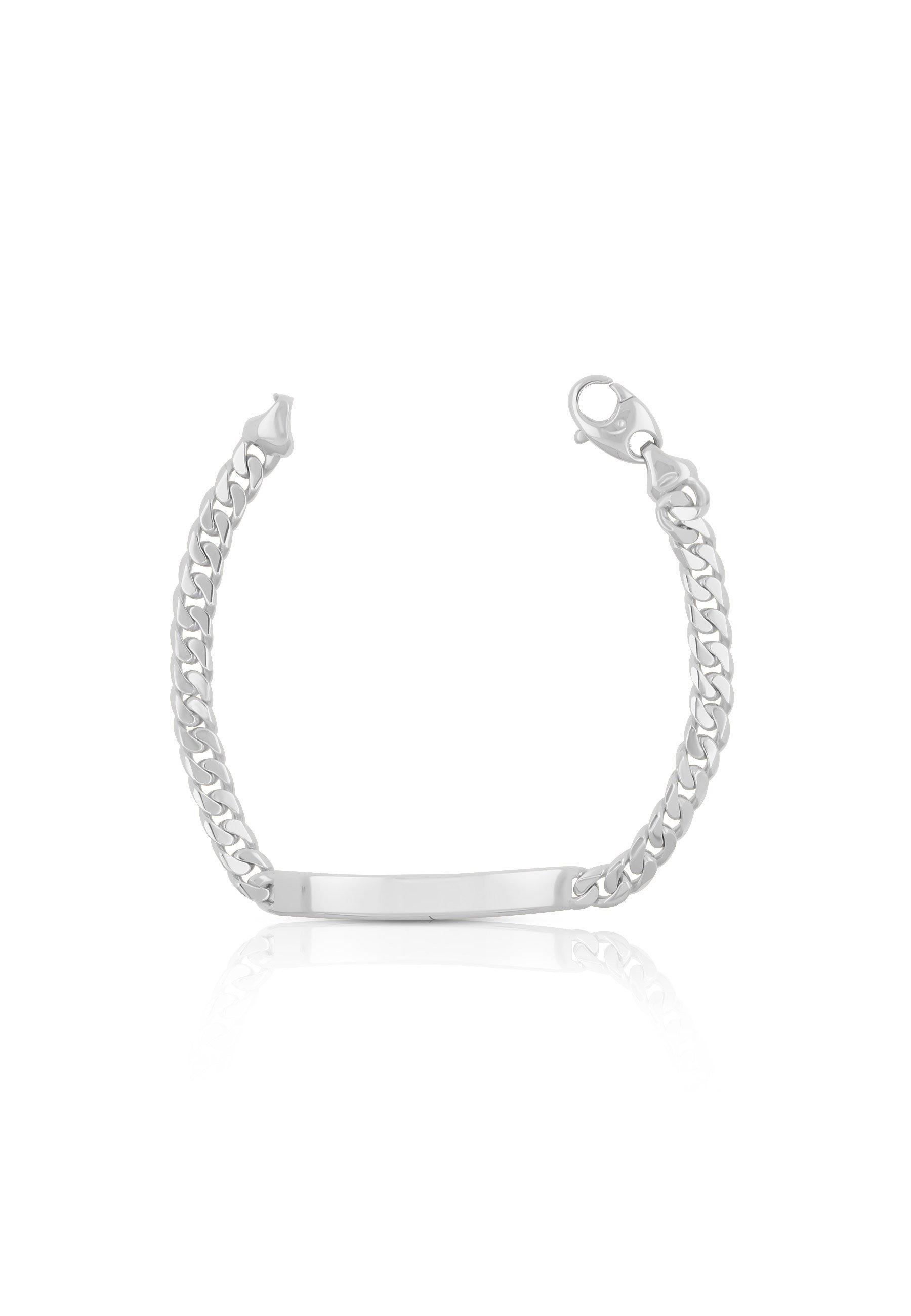 MUAU Schmuck  Bracelet d'identité tank or blanc 750, 22cm, 5.5mm 