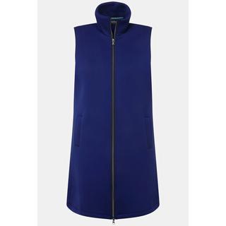 Ulla Popken  Veste longue en tissu scuba, sans manches. Col montant. Ligne en A. 