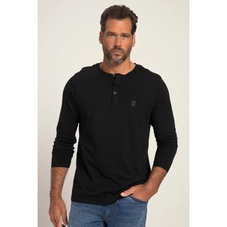 JP1880  T-shirt JP 1880 Henley Basic, manches longues et patte de boutonnage noir 