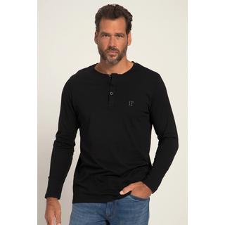 JP1880  T-shirt JP 1880 Henley Basic, manches longues et patte de boutonnage noir 