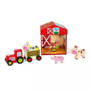 6181082 Spielewelt Bauernhof, Holzfiguren-Set mit Spielkulisse für Kinder ab 3 Jahren