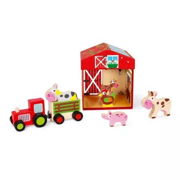 6181082 Spielewelt Bauernhof, Holzfiguren-Set mit Spielkulisse für Kinder ab 3 Jahren