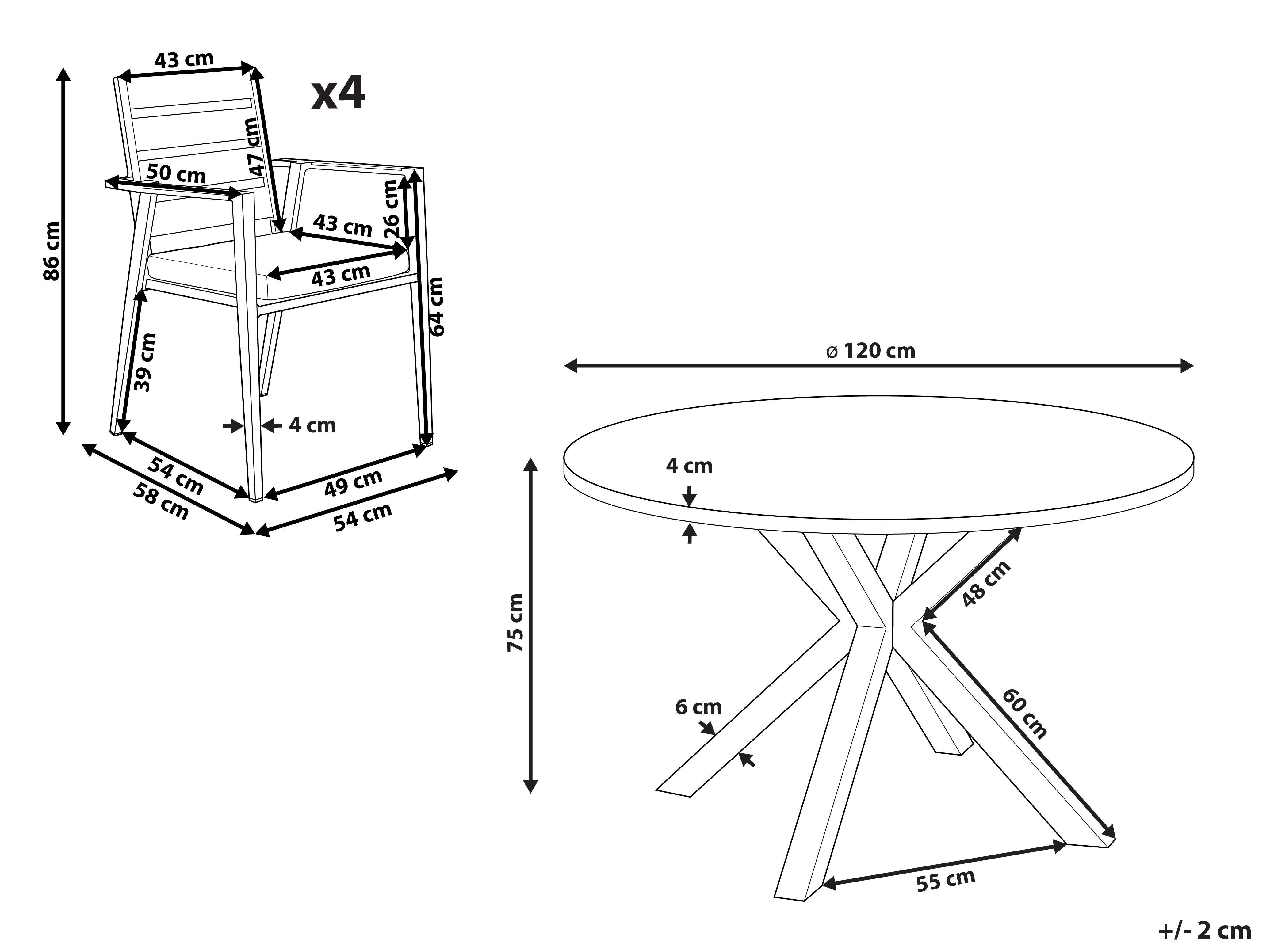 Beliani Salle à manger de jardin avec chaises en Aluminium Industriel MALETTO/TAVIANO  