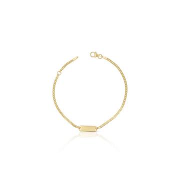 Bébé Bracelet Panzer Gelbgold 750, 18cm Gravurplatte 2.1cm