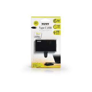 Port Designs  900123 hub & concentrateur USB 3.2 Gen 1 (3.1 Gen 1) Type-C 5000 Mbit/s Noir 