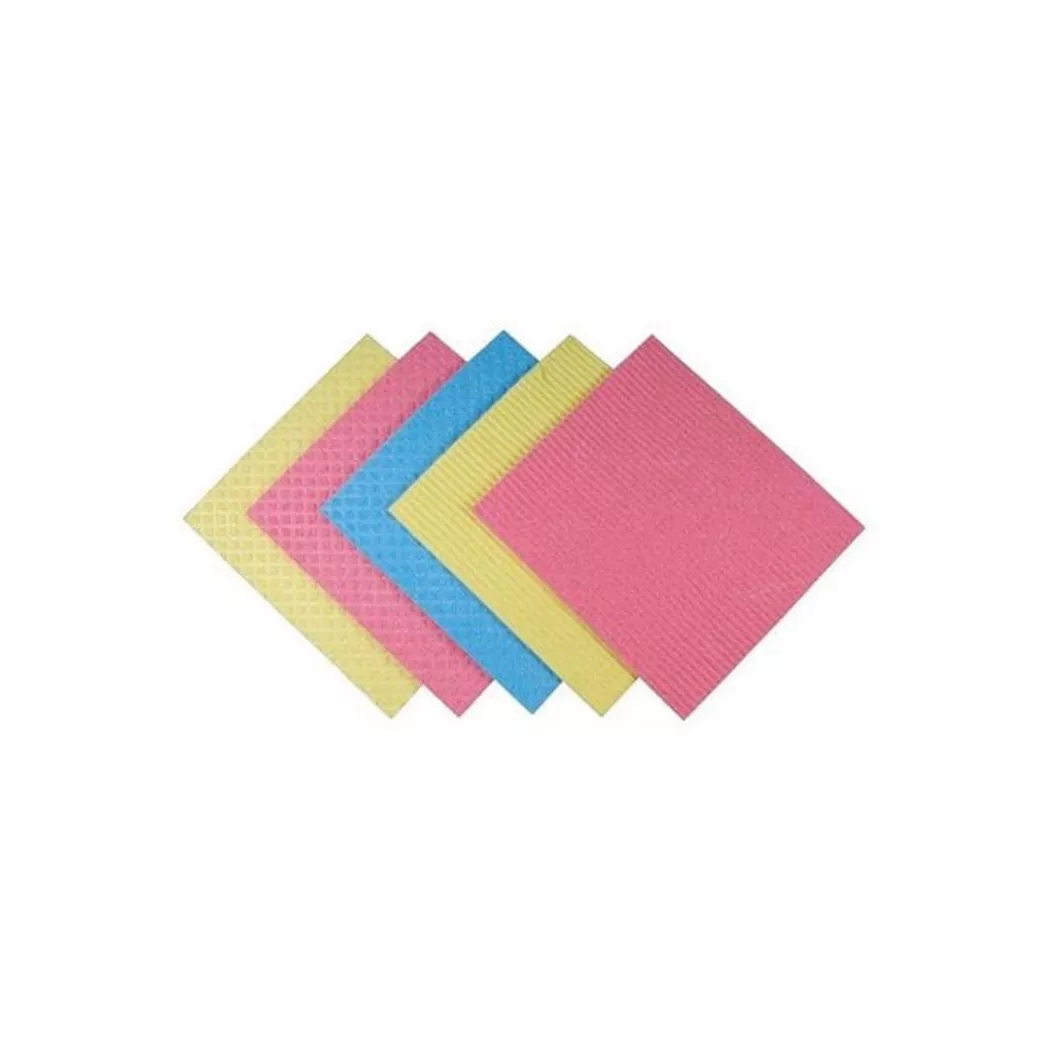 weita – Schwammtuch 5 Stück, Blau/Gelb/Rosa, Gelb Bunt