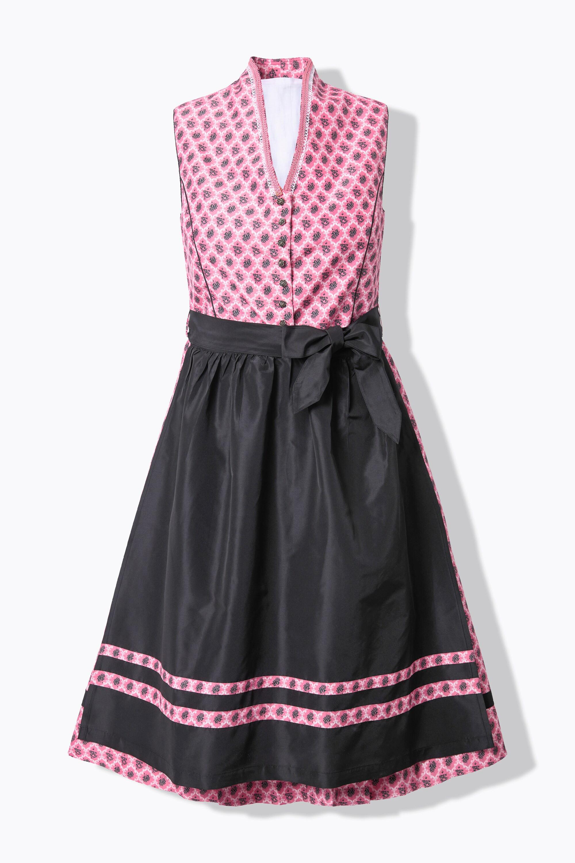 Ulla Popken Ornamentales Dirndl Stehkragen Ärmellos  