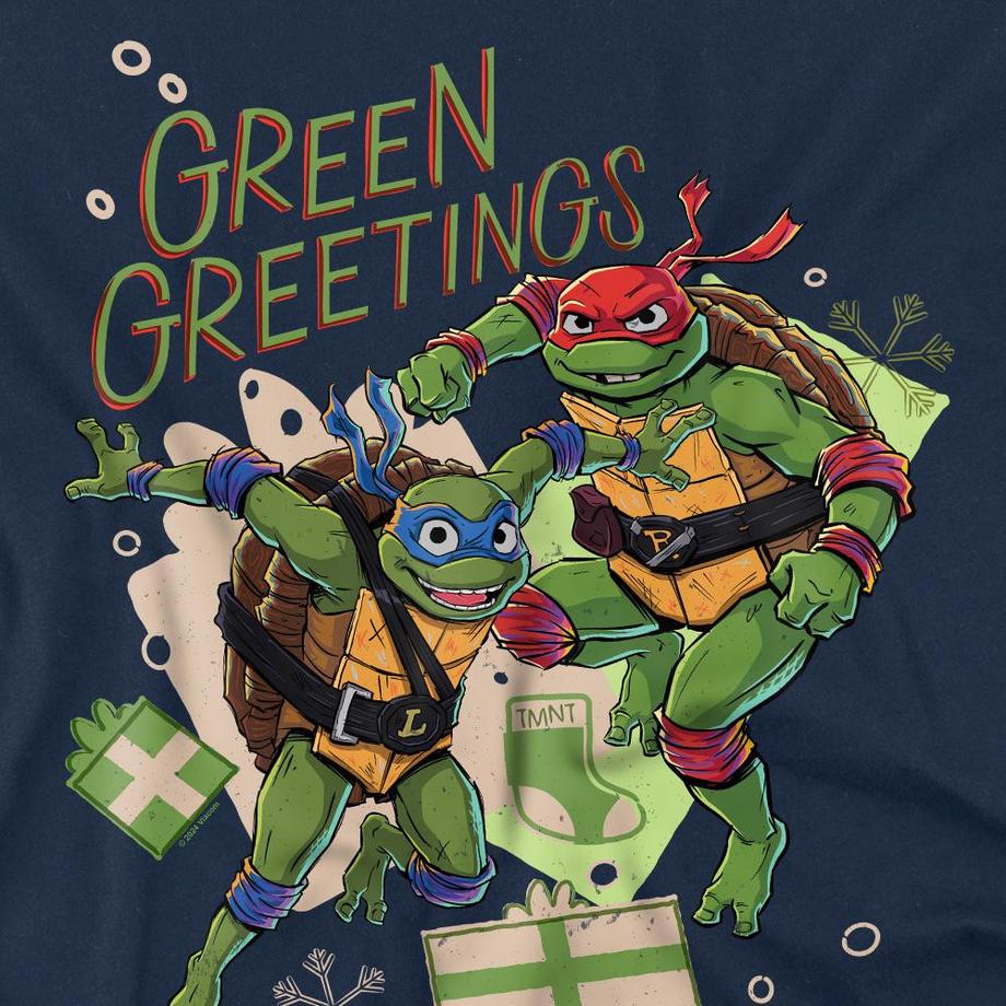 TEENAGE MUTANT NINJA TURTLE  Christmas Greetings Maglietta Leonardo E Raffaello 