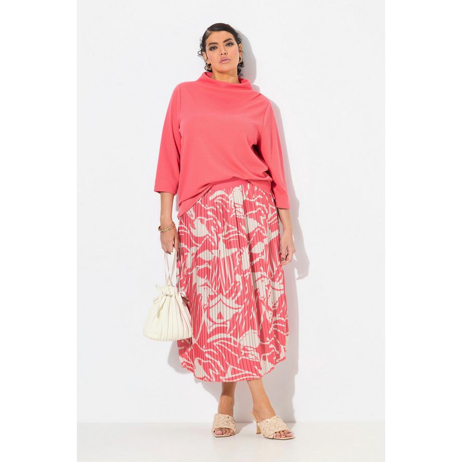 Ulla Popken Gonna midi plissettata stampata taglio svasato cintura elastica  