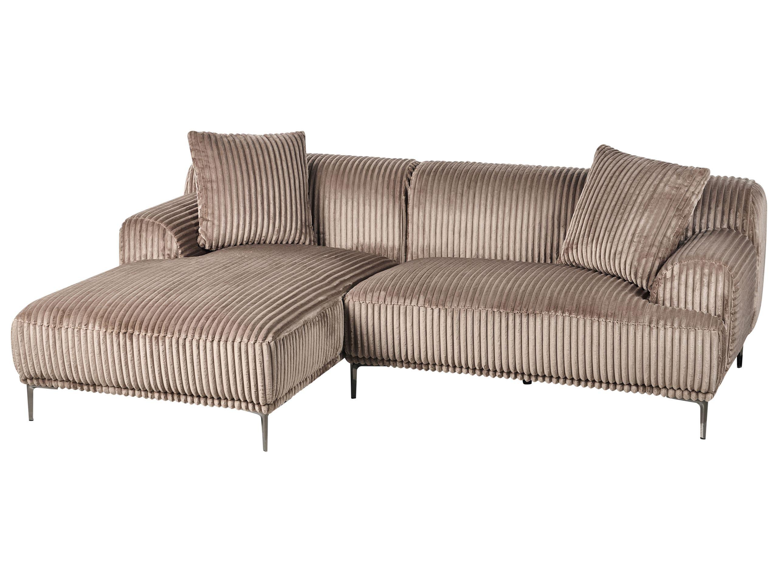 Beliani Canapé d'angle en Velours côtelé Rétro STENUM  