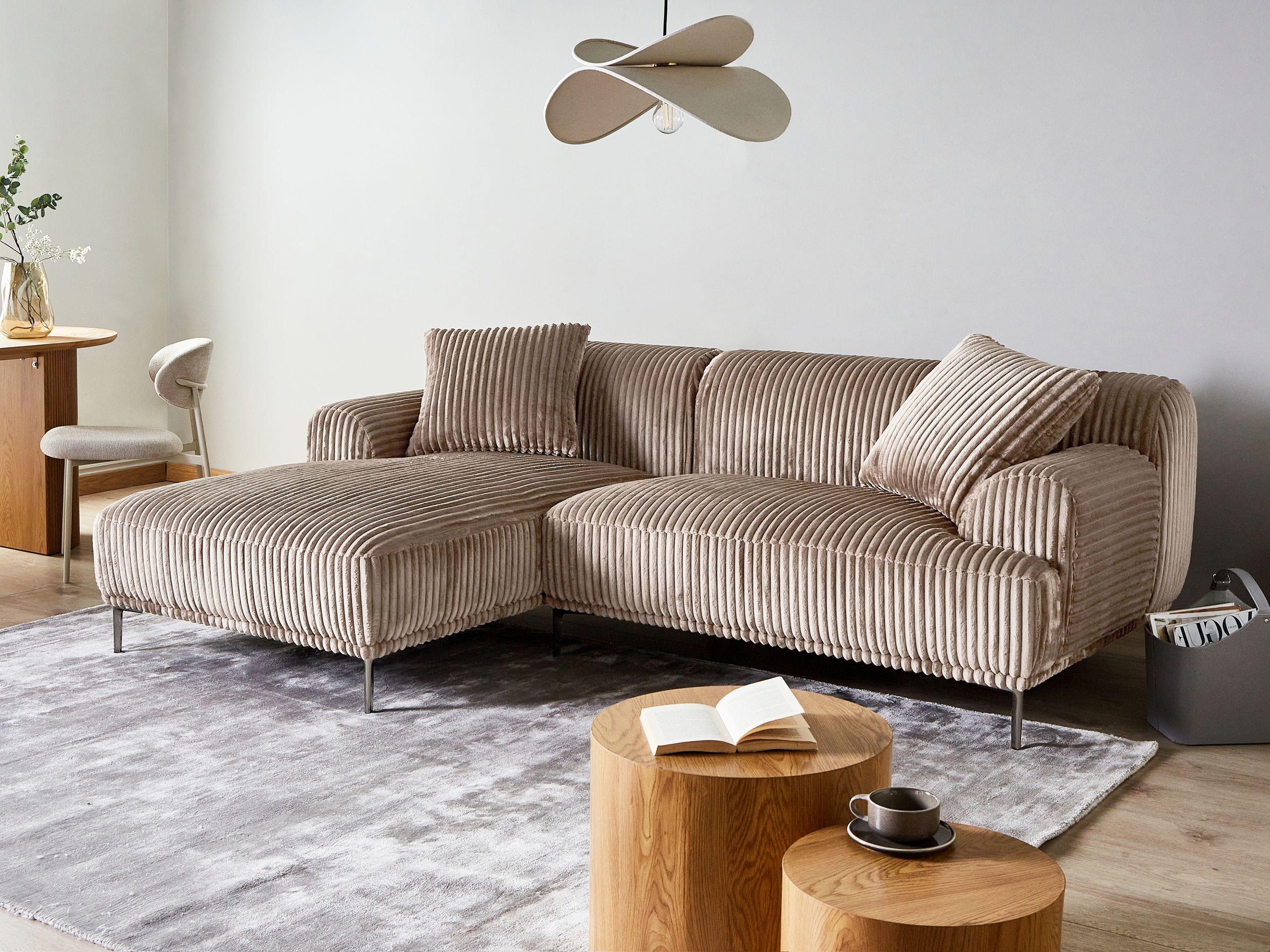 Beliani Canapé d'angle en Velours côtelé Rétro STENUM  