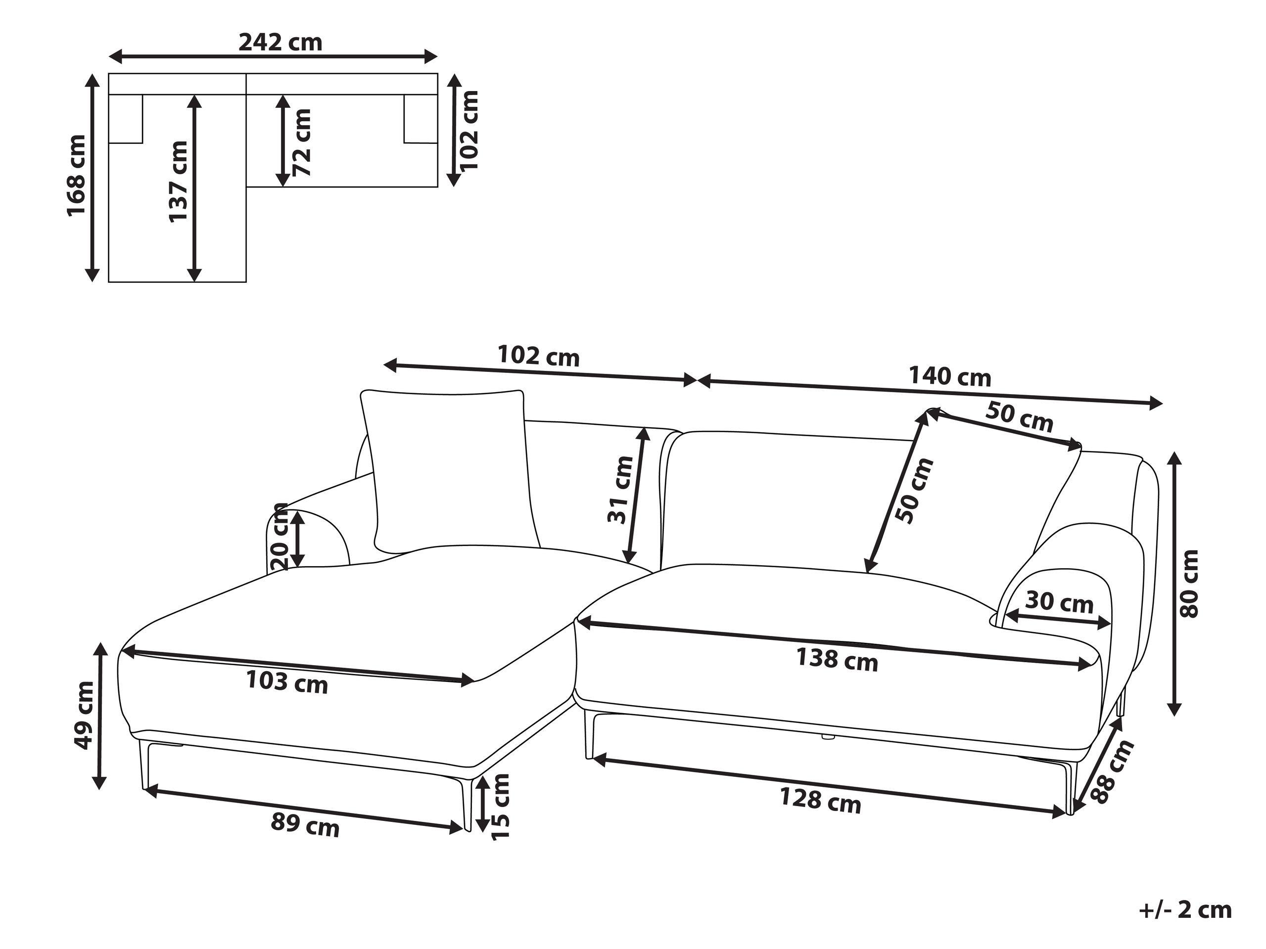 Beliani Canapé d'angle en Velours côtelé Rétro STENUM  