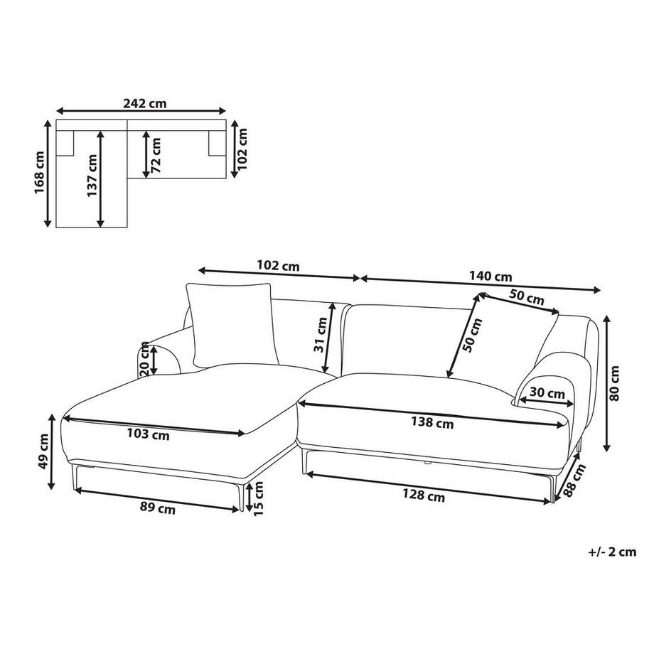 Beliani Ecksofa aus Cord Retro STENUM  