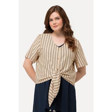 T-shirt à rayures, décolleté en V et manches courtes. Coton bio