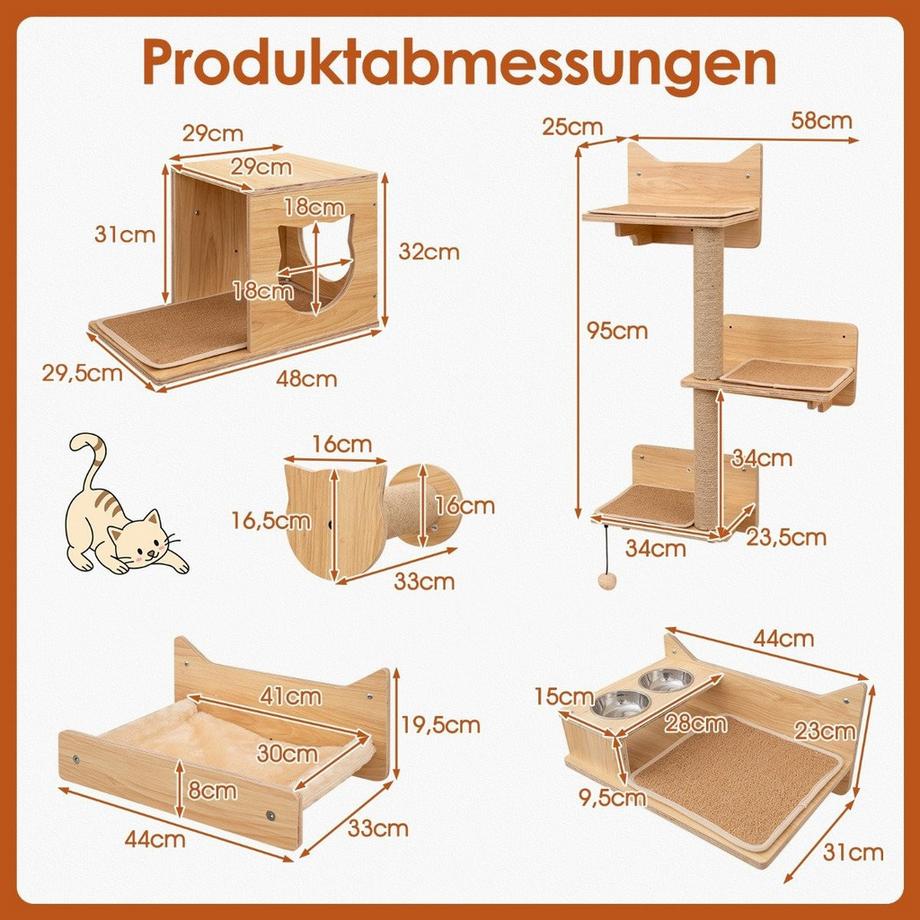 Northix  Ensemble mural pour chat avec hamac et maison 