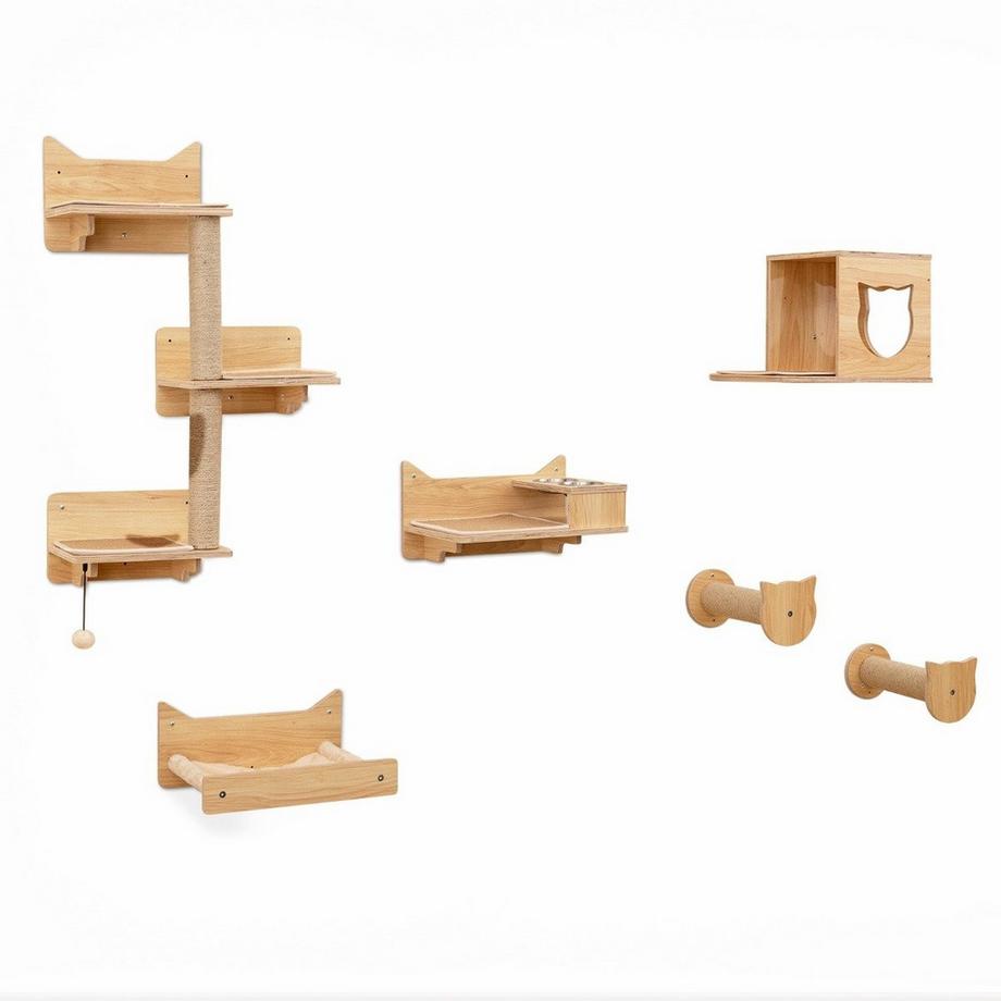 Ensemble mural pour chat avec hamac et maison