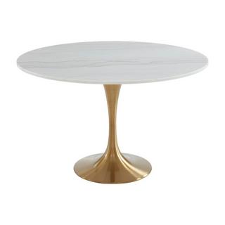 Vente-unique Esstisch rund Marmor Metall Goldfarben NORAH  