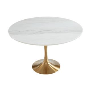 Vente-unique Esstisch rund Marmor Metall Goldfarben NORAH  