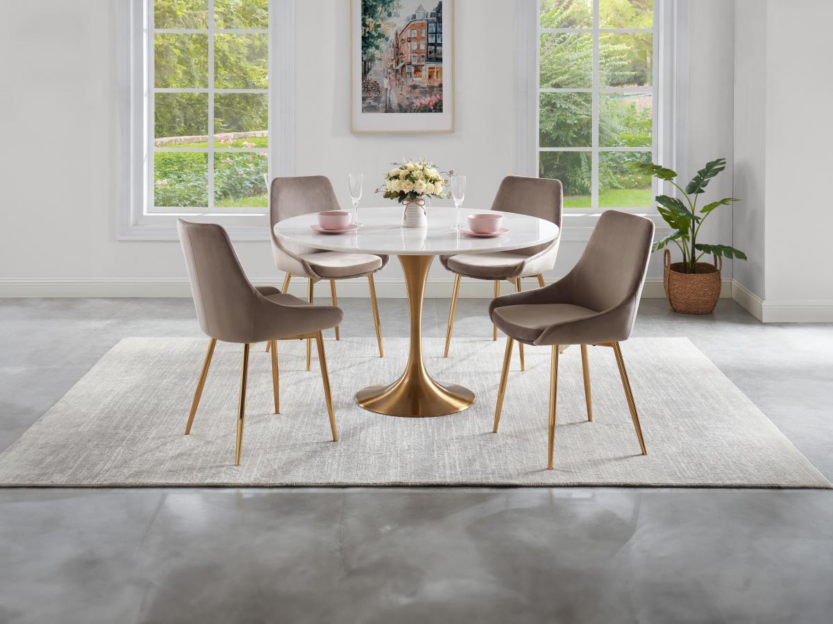 Vente-unique Esstisch rund Marmor Metall Goldfarben NORAH  