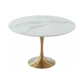 Esstisch rund Marmor Metall Goldfarben NORAH